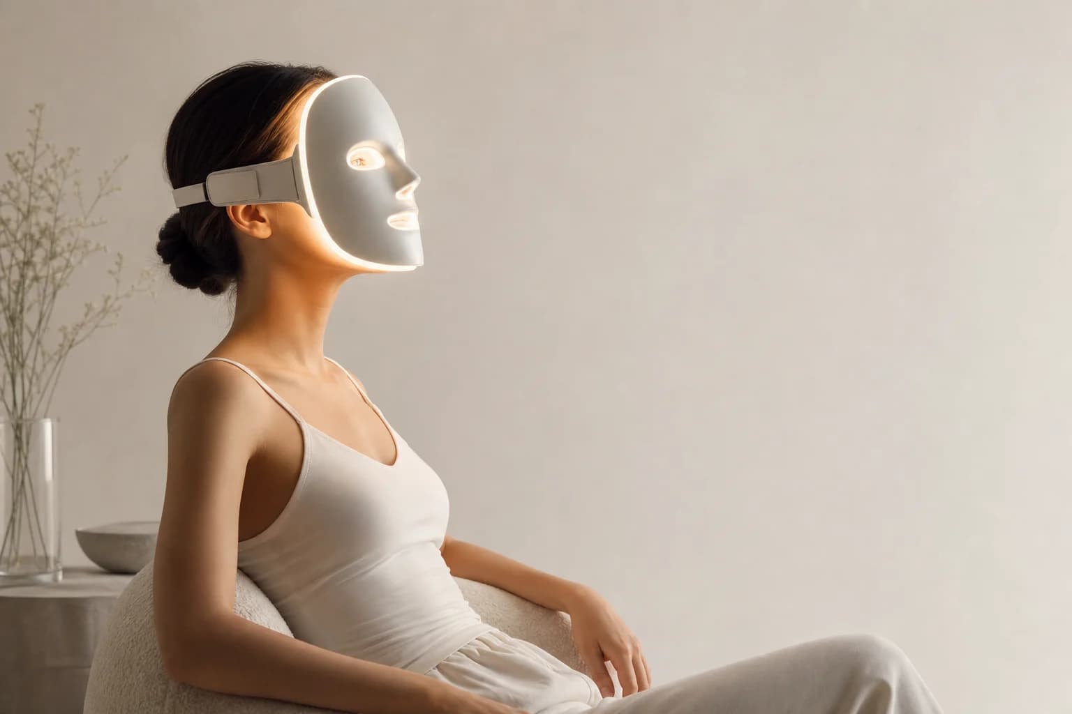 Model wearing the Lumora Glow Mask